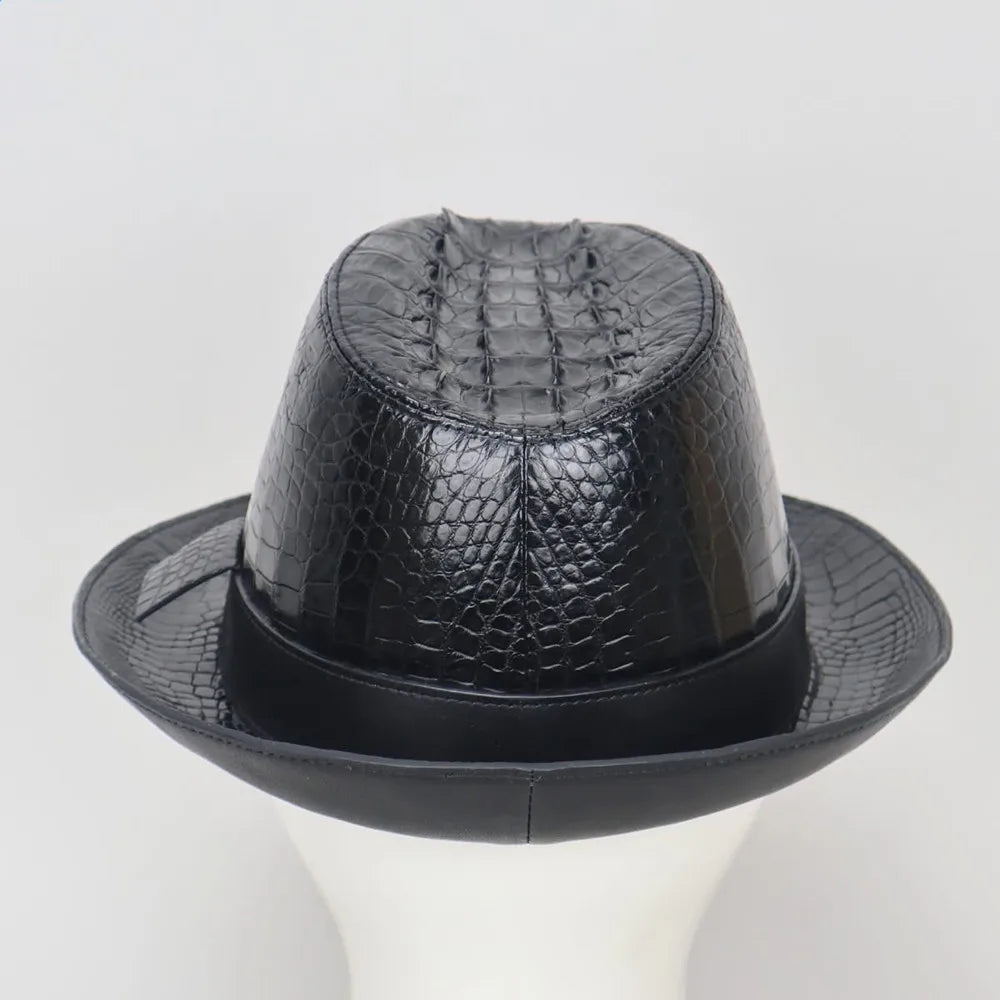 Crocodile Leather Wide Brim Fedora Hat – Men's Exotic Style