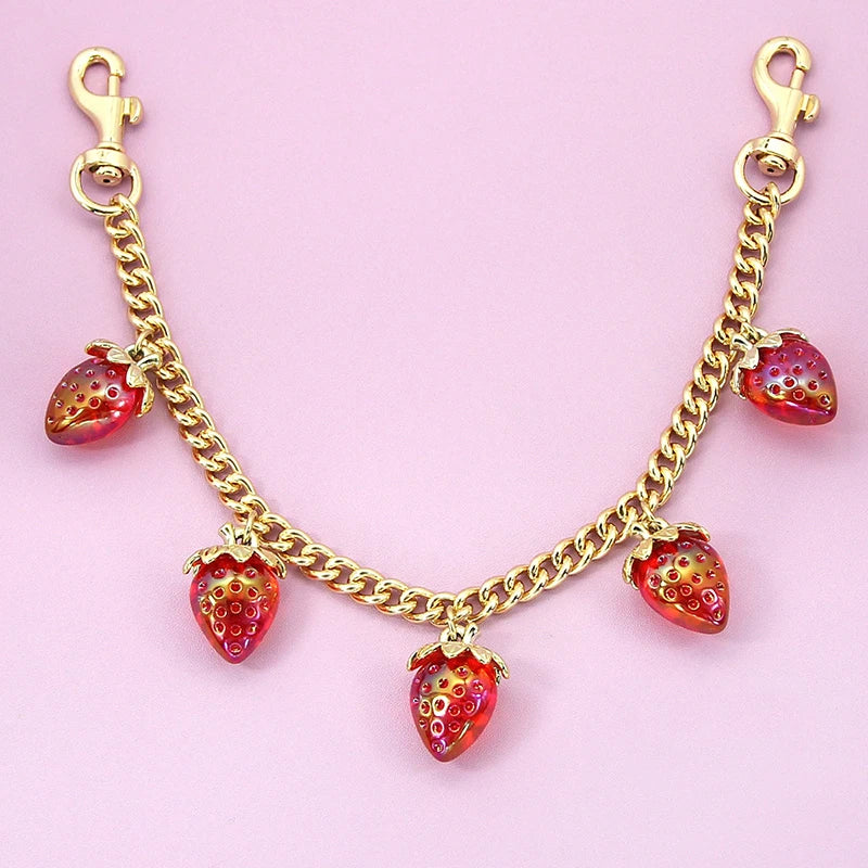 Strawberry Bag Charm Chain – Cute Pendant Keychain Accessory