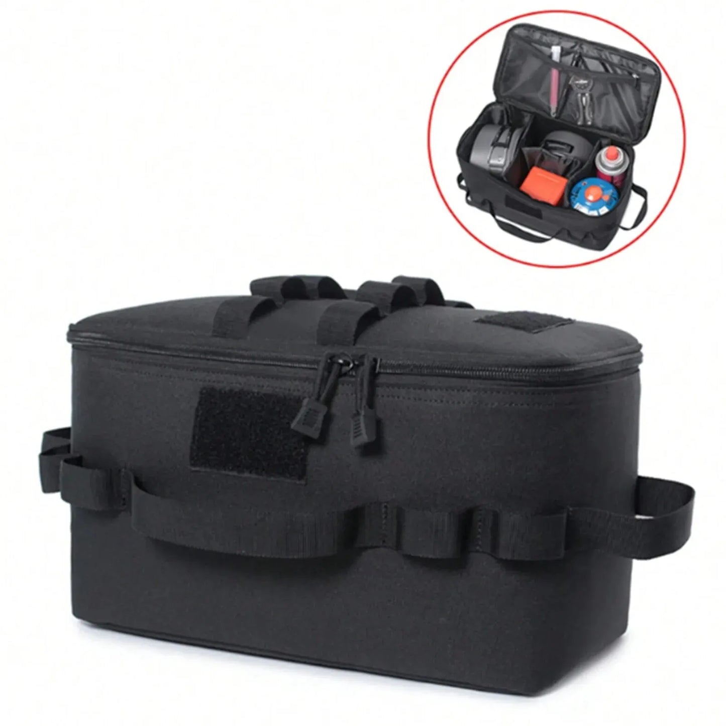 Camping MOLLE Storage Bag – Gas Stove Canister & Cookware Carry Sack