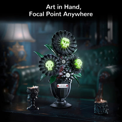 Skull Flower MOC Building Blocks Set – Gothic Skeleton Potted Plant