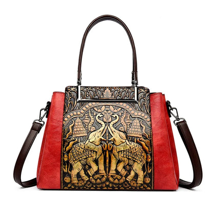 Vintage Embossed Handbag for Women – Large Capacity PU Leather Shoulder Bag