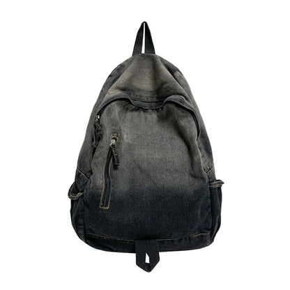 Washed Denim Backpack – Large Capacity School Bag