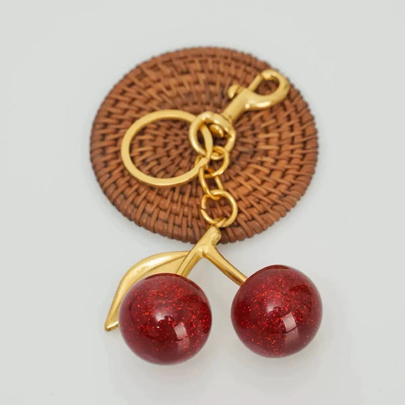 Crystal Cherry Ball Bag Charm & Keychain Pendant