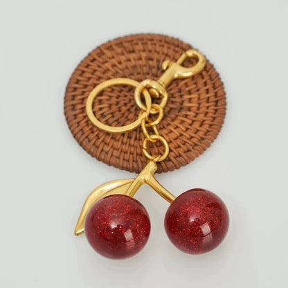 Crystal Cherry Ball Bag Charm & Keychain Pendant