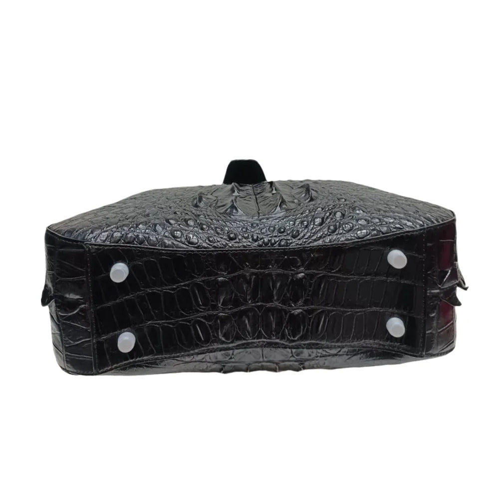 Crocodile Leather Women's Handbag – Large Black Tote Bag