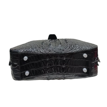 Crocodile Leather Women's Handbag – Large Black Tote Bag