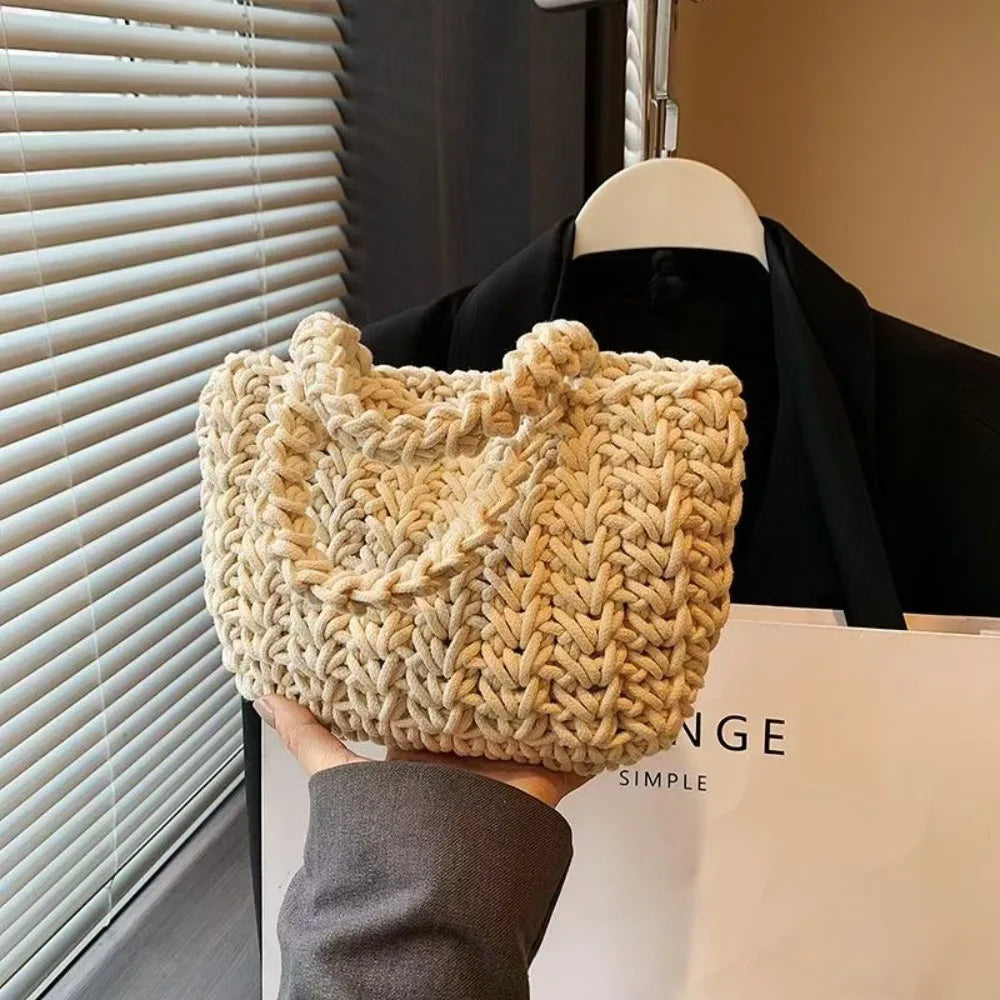 Hand-Woven Cotton Rope Bag – Women's Crochet Handbag