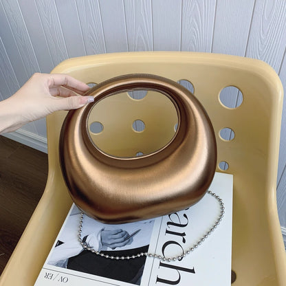 Moods Luxury Evening Clutch Purse Women Round Handle Pu Leather Wrist Bag Wedding Dinner Party