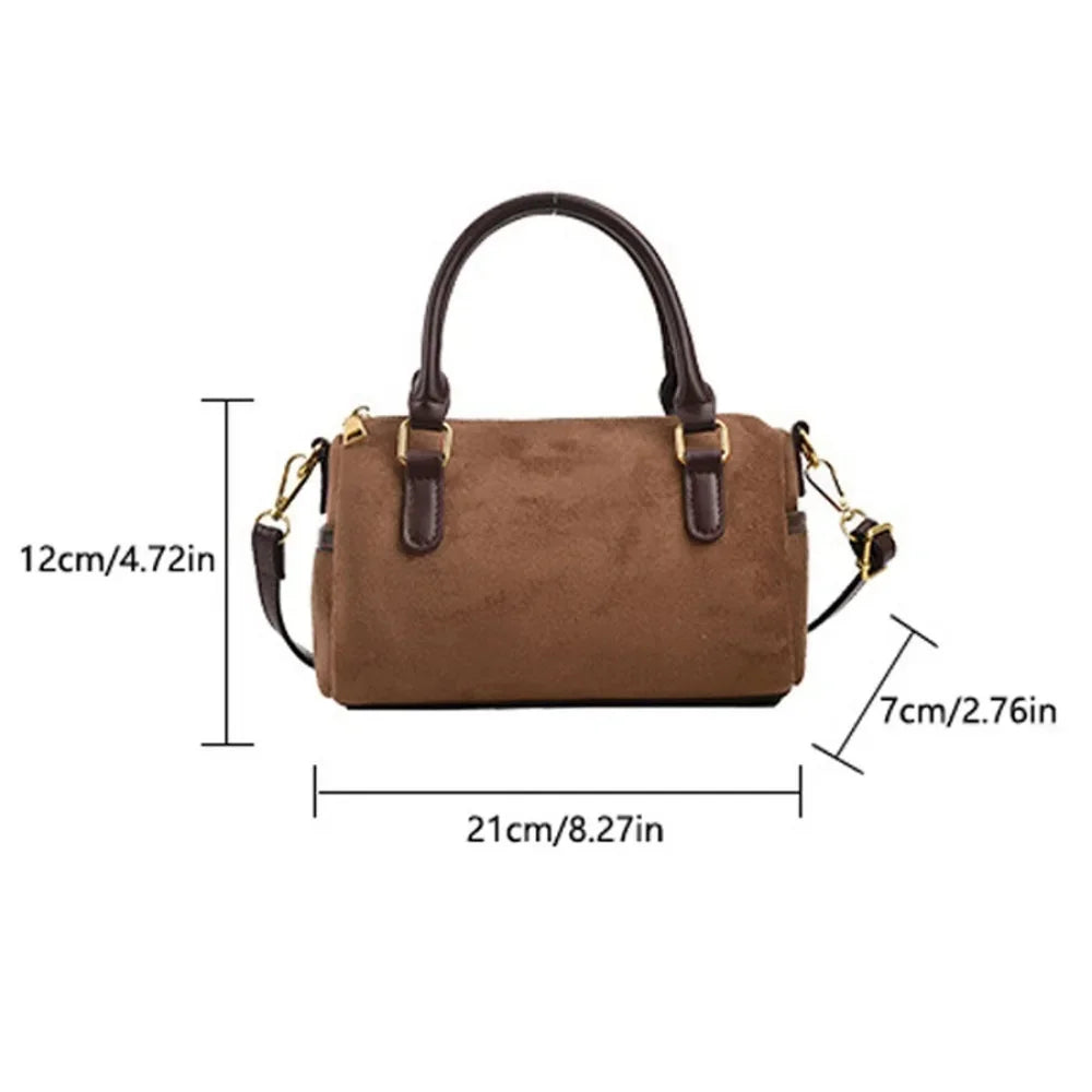 Faux Suede Crossbody Bag - Women's Small Shoulder Bag
