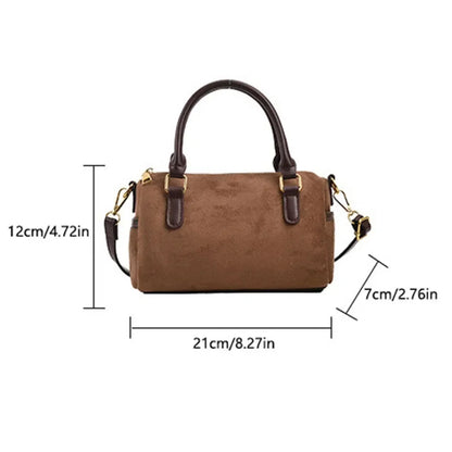 Faux Suede Crossbody Bag - Women's Small Shoulder Bag
