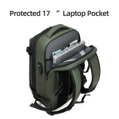 Large Capacity Travel Backpack for Men – 17" Laptop, Vacuum Compression, Expandable