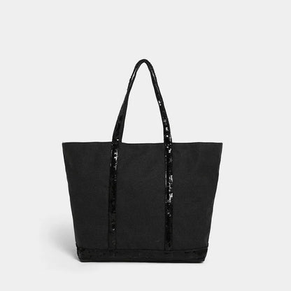 Sequin Woven Tote Bag – Large Straw Shopper for Women