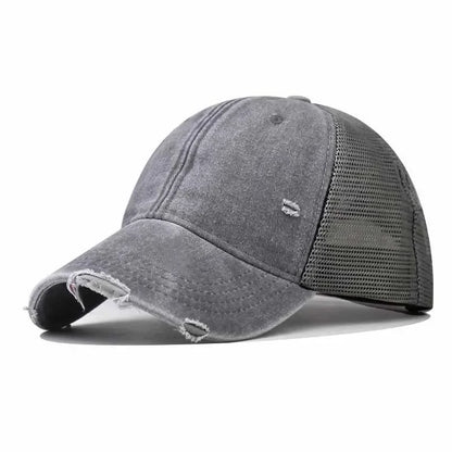 Vintage Washed Mesh Baseball Cap – Unisex UV Protection Hat