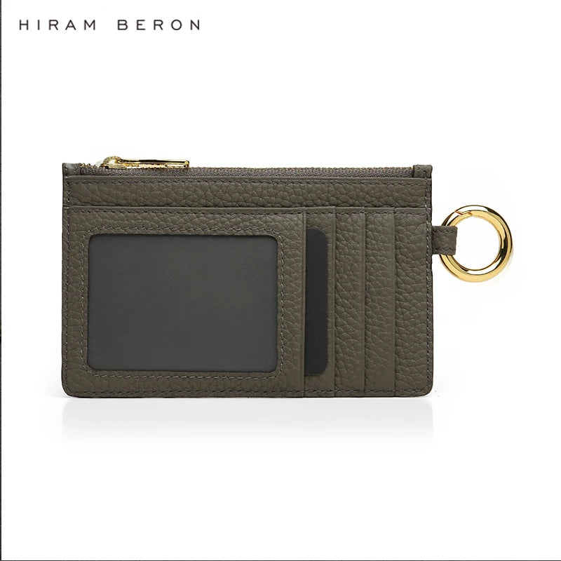 Leather ID Card Holder with Lanyard, Slim Badge Holder Wallet