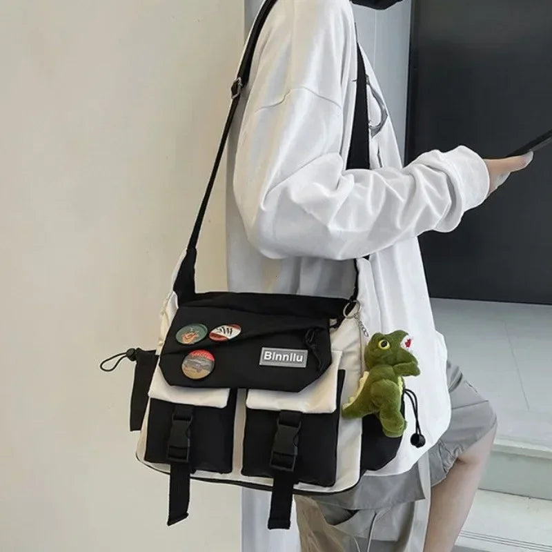 Harajuku Canvas Crossbody Messenger Bag for Men & Women