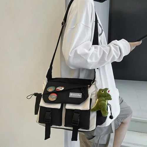 Harajuku Canvas Crossbody Messenger Bag for Men & Women