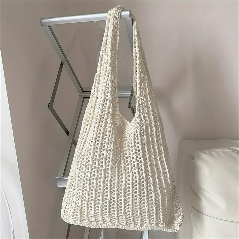 Bohemian Crochet Shoulder Bag – Large Capacity Woven Tote