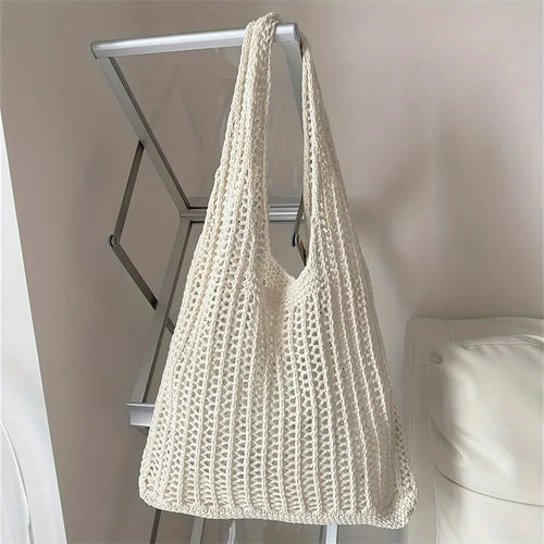 Bohemian Crochet Shoulder Bag – Large Capacity Woven Tote