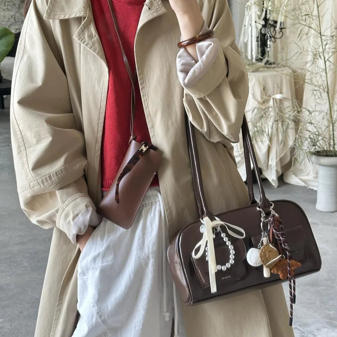 Bowling Bag for Women – Large Capacity Retro Shoulder Bag