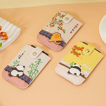 RFID Blocking Mini Card Wallet with Pull-Out Slot & Chinese Art Print