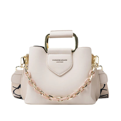 Women Top-Handle Mini Bucket Bag Pure Color Luxury Designer Handbags Leather Messenger