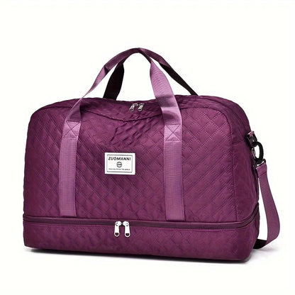 Large Capacity Nylon Travel Duffel Bag with Shoe Compartment
