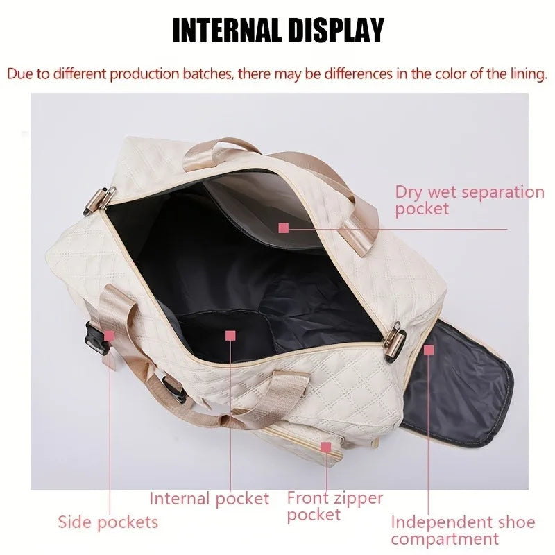 Gym Duffle Bag Large Capacity Nylon Argyle Travel Sports Bag