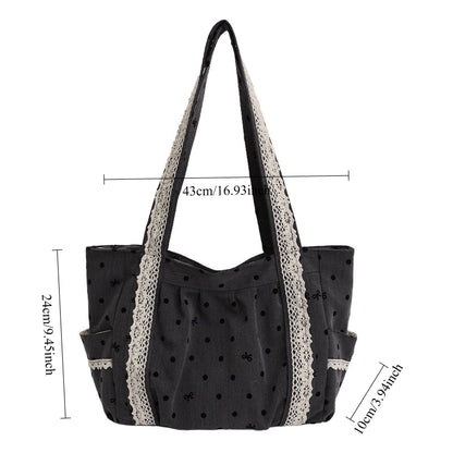 Korean Style Ins Lace Tote Bag Trendy Fashionable Versatile Shoulder Women Casual Simple Commuting