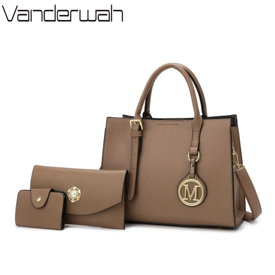Women's PU Leather Tote Bag Set – Vintage Luxury Designer Handbag