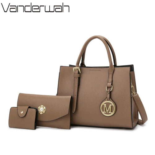 Women's PU Leather Tote Bag Set – Vintage Luxury Designer Handbag