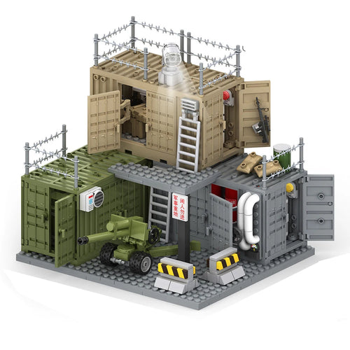 Military Base Container Building Blocks Set with Soldiers & Weapons