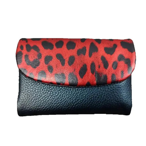 Leopard Print Leather Wallet for Women – Short Organizer Purse