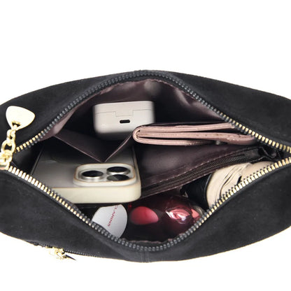 Women's Faux Suede Crossbody Shoulder Bag with Tassel