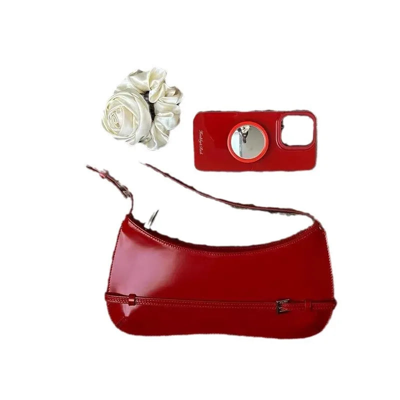 French Niche Leather Shoulder Bag – Women's Luxury Baguette Handbag