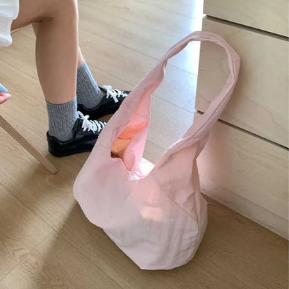 Large Capacity Canvas Shoulder Bag – Casual Hobo Tote for Women