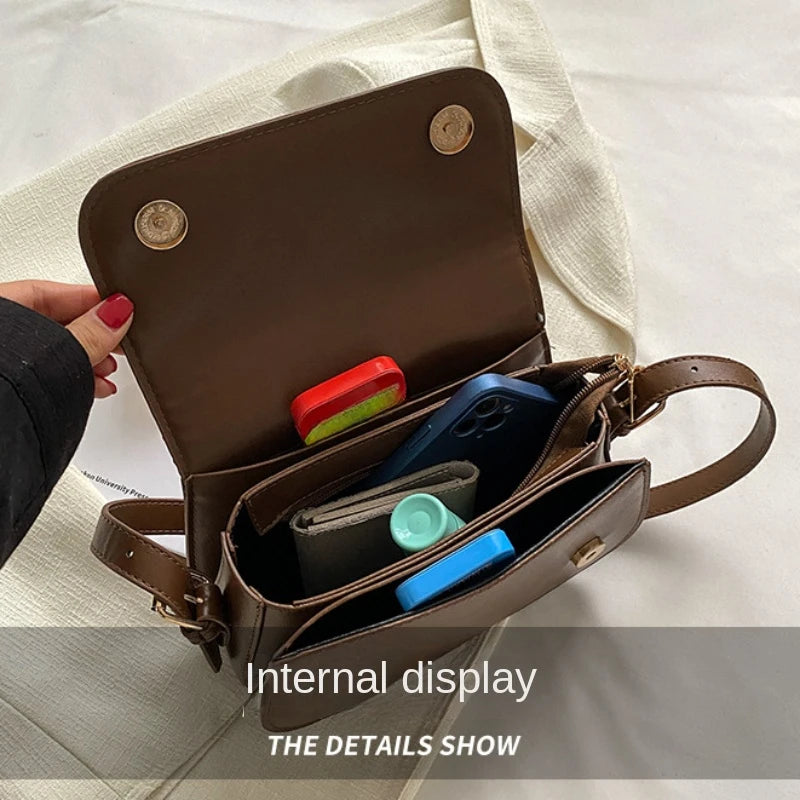 Retro Small Saddle Bag for Women – Crossbody Messenger Shoulder Bag