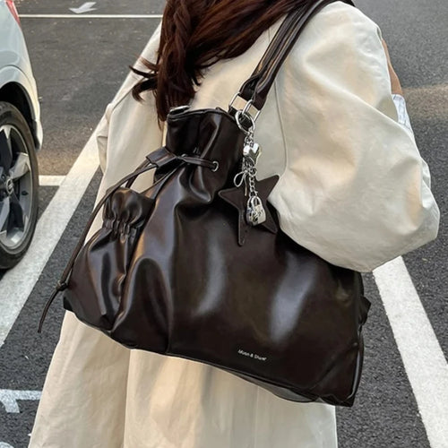 Large Capacity Tote Bag – Retro Shoulder & Crossbody Handbag
