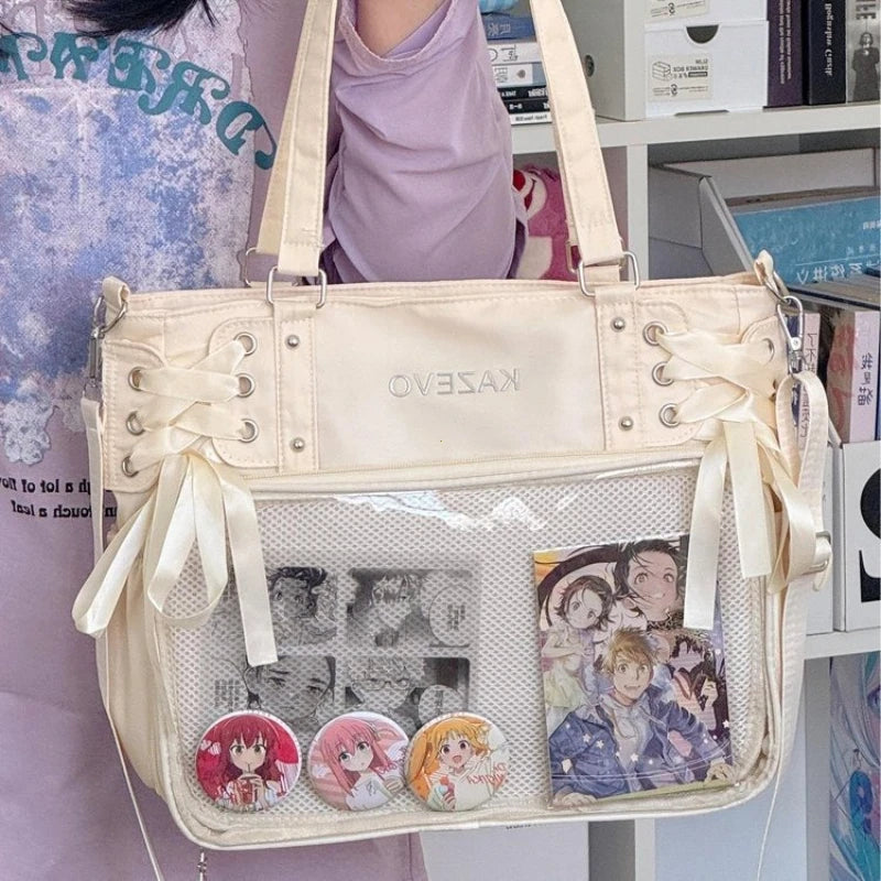 College Style Ribbon Crossbody Bag Large Capacity Class Books Bow Jk Shoulder Ita Bag Handbag