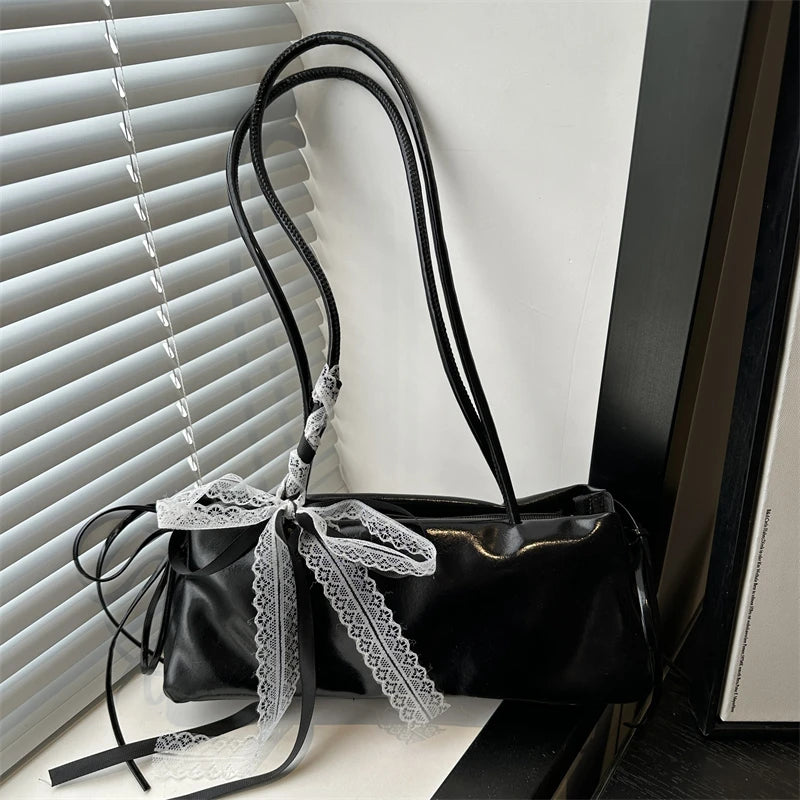 Bow Shoulder Bag – Elegant PU Leather Ballet Style Handbag