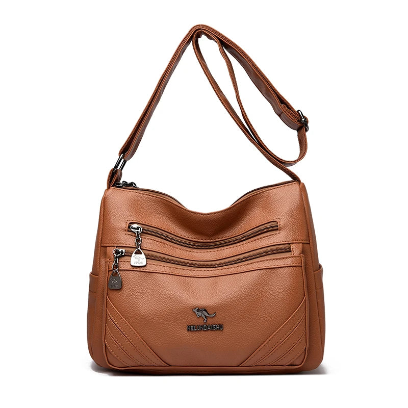 Crossbody Shoulder Bag for Women – Soft PU Leather, Multi-Pocket