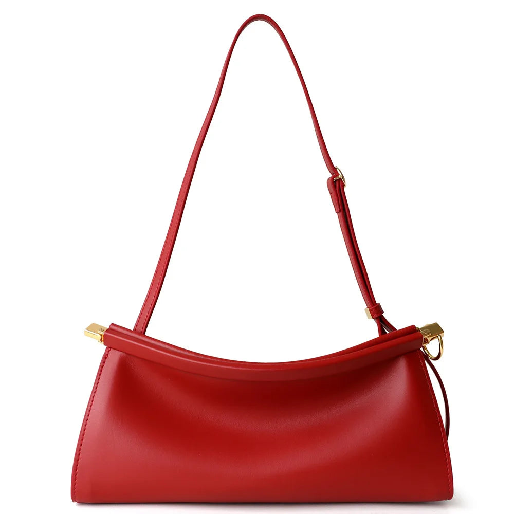Women S Bags Genuine Leather Underarm Bag Handbag Small Design High-End Clip Simple Shoulder Vintage