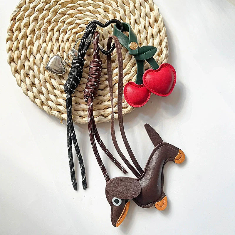Dachshund Bag Charm – Faux Leather Sausage Dog Lanyard Pendant