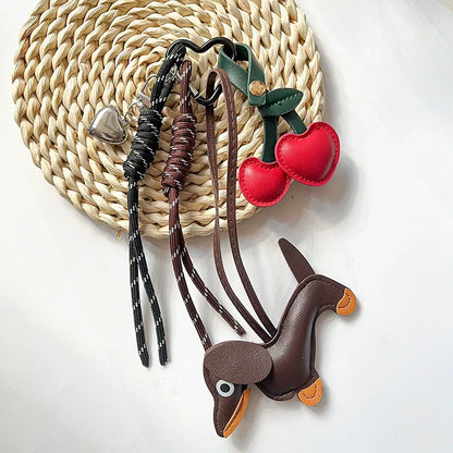 Dachshund Bag Charm – Faux Leather Sausage Dog Lanyard Pendant