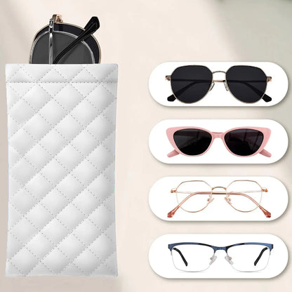 Soft PU Leather Glasses Case – Quilted Sunglasses Pouch
