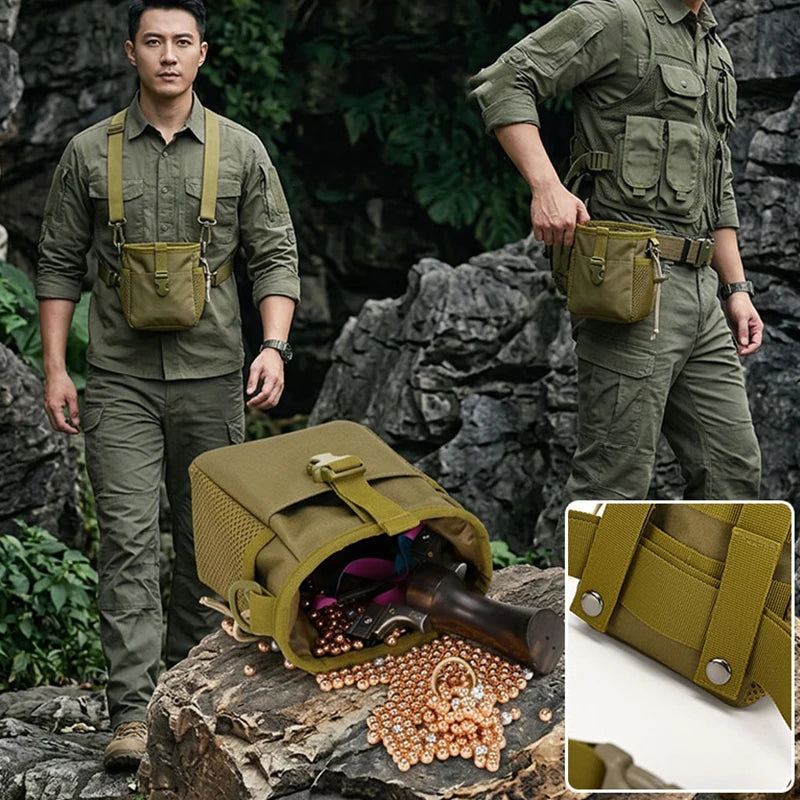 Tactical Magazine Dump Pouch – MOLLE Drawstring Utility Belt Bag