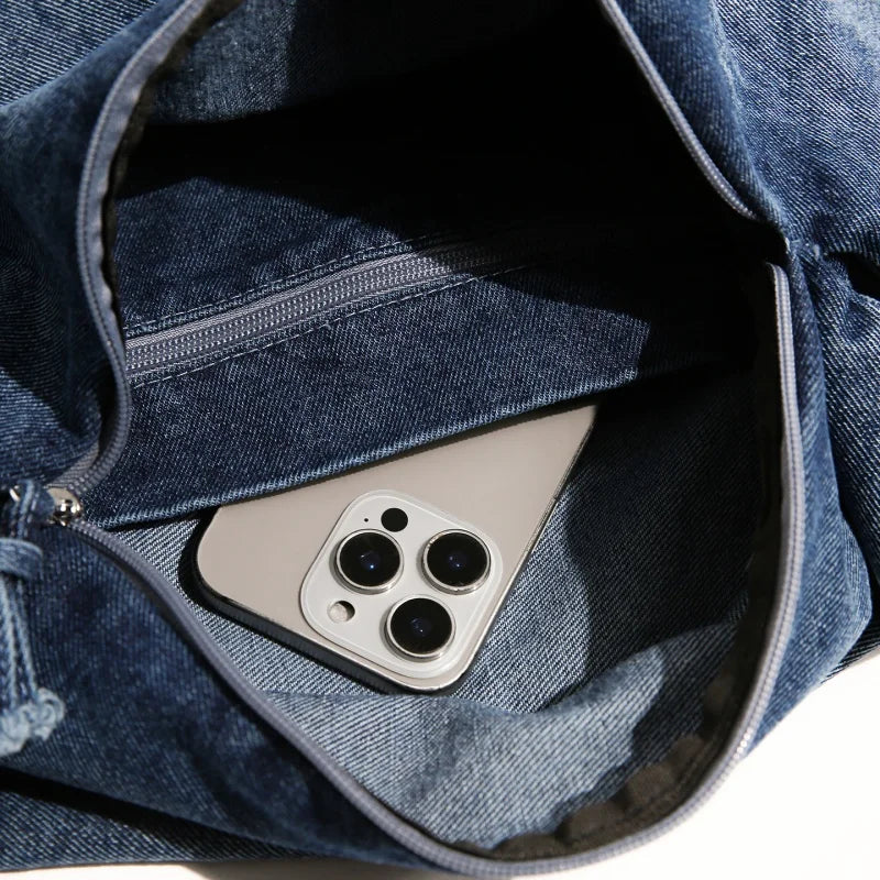 Denim Hobo Bag Women – Large Crossbody Shoulder Shopper