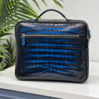 Crocodile Leather Men's Briefcase | Hand-Painted Laptop Bag