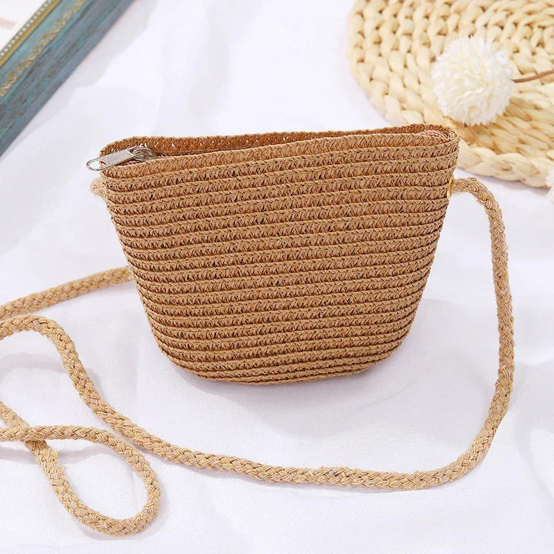 Straw Woven Crossbody Bag – Summer Beach Shoulder Bag