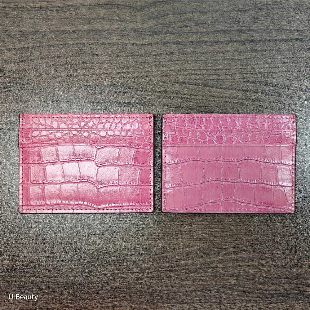 Crocodile Leather Slim Card Wallet – 4-Slot Credit Card Holder for Women