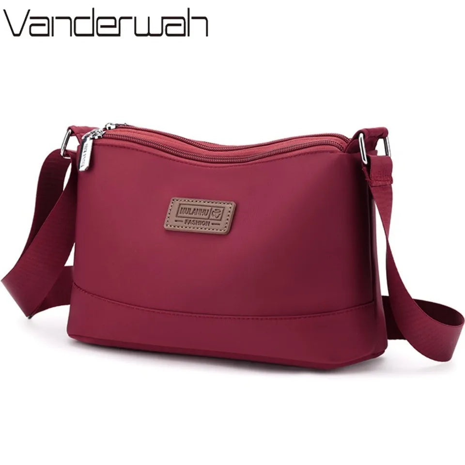 Women's Waterproof Nylon Crossbody Bag – 3-Layer Shoulder Handbag